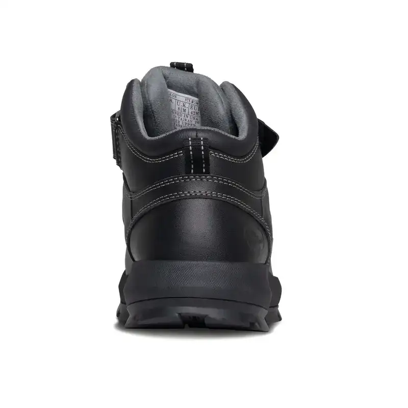The Dr. Comfort Yukon in black from behind, showing the padded collar and the pull loop