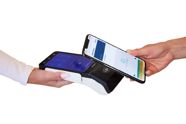 Phone tapping EFTPOS terminal for podiatry payment – Brunswick podiatry clinic with HICAPS claiming.