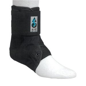 ASO EVO ankle support brace worn on foot for podiatry injury management