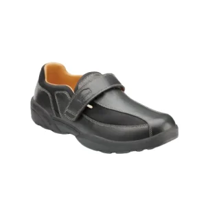Douglas black orthopaedic shoe with wide fit for podiatry use