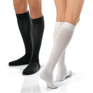 Medical-grade compression socks for podiatry use in black and white